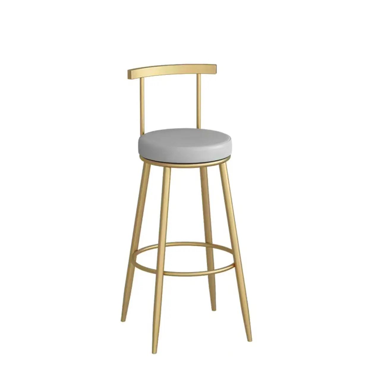 Round Glam Gold Metal Bar Stools with Backrest Image - 2 | homeyfad