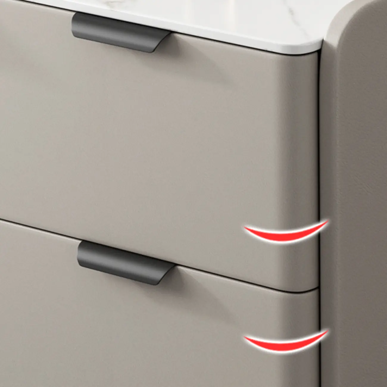 Elegant 4 Drawers Stone Top Wood L-Shaped Tall End Table Image - 10 | homeyfad