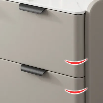 Elegant 4 Drawers Stone Top Wood L-Shaped Tall End Table Image - 10