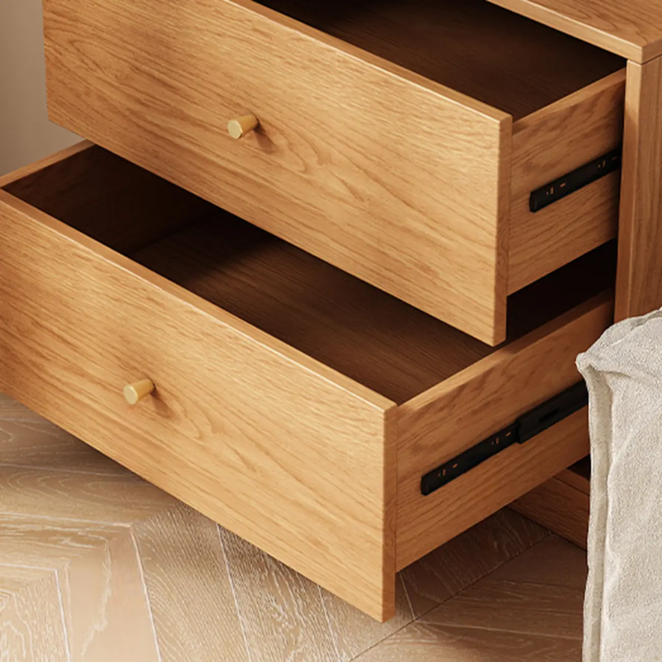 Modern Sepia Timber Corner Bookcase with 2 Drawers Image - 10 | homeyfad