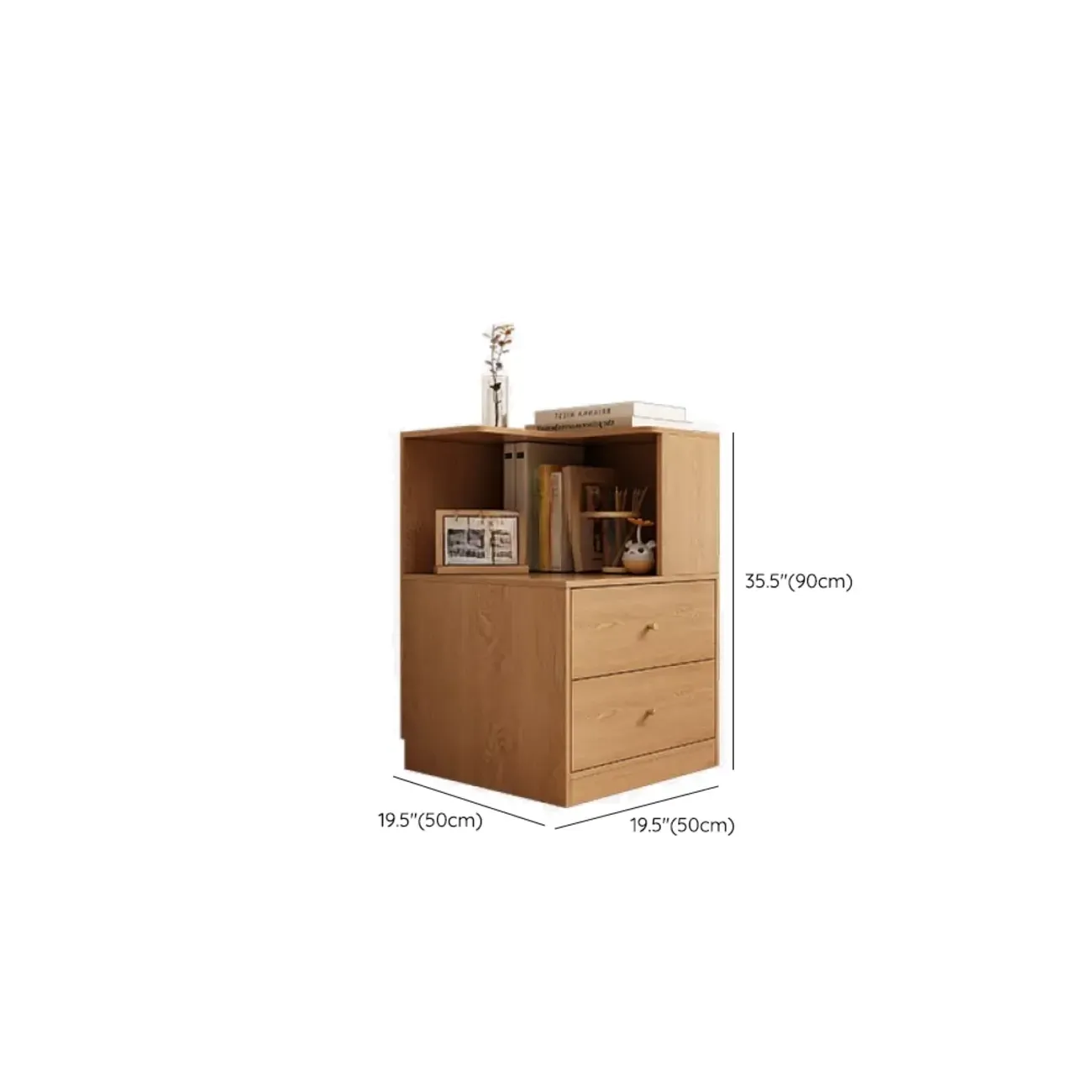 Modern Sepia Timber Corner Bookcase with 2 Drawers Image - 23