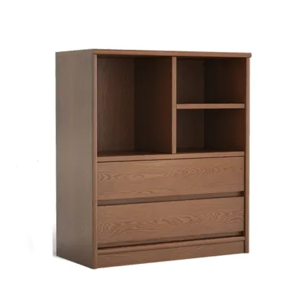 Living Room Cherry Wood Horizontal Open Bookcase Image - 3