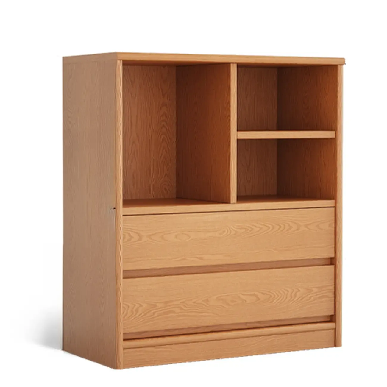 Living Room Cherry Wood Horizontal Open Bookcase Image - 4