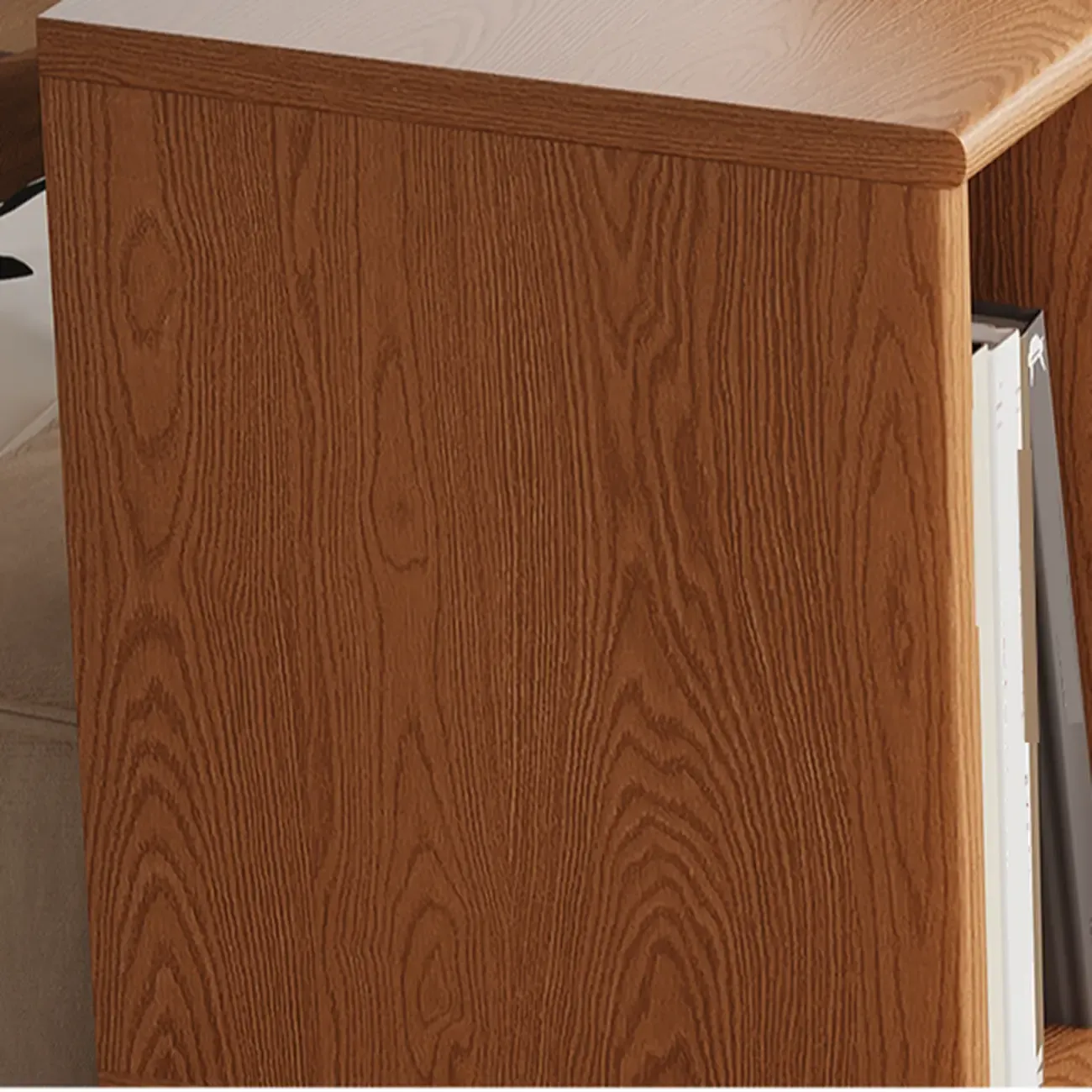 Living Room Cherry Wood Horizontal Open Bookcase Image - 10