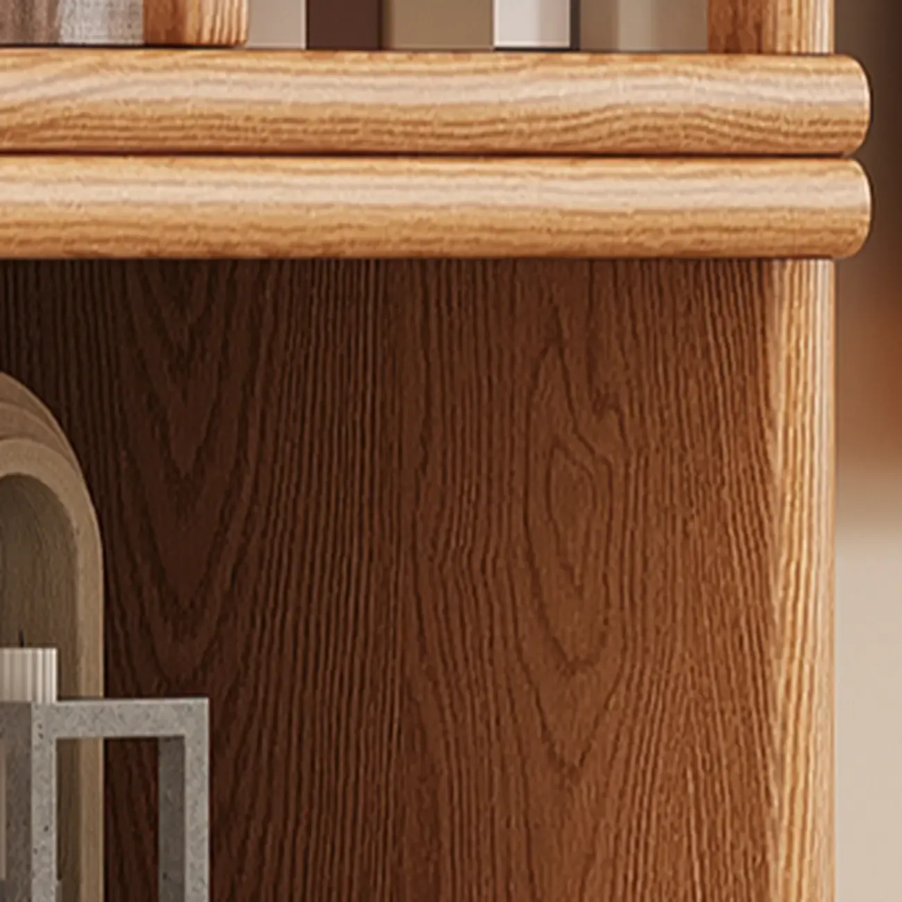 Living Room Cherry Wood Horizontal Open Bookcase Image - 12