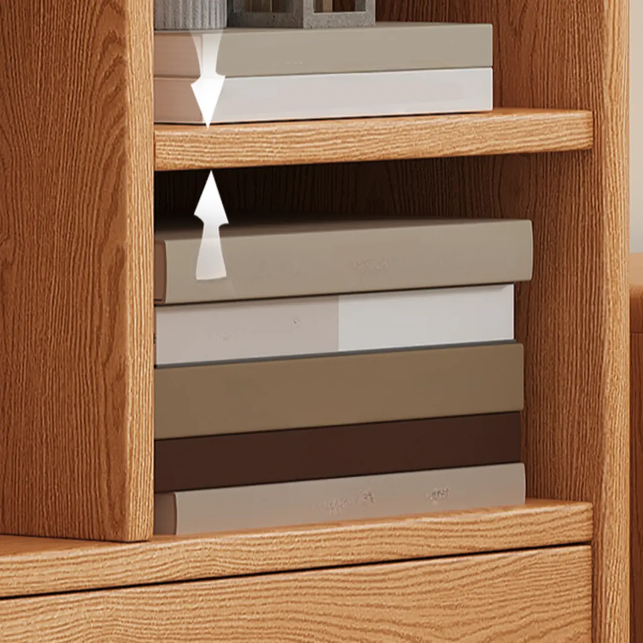 Living Room Cherry Wood Horizontal Open Bookcase Image - 13 | homeyfad