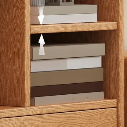 Living Room Cherry Wood Horizontal Open Bookcase Image - 13