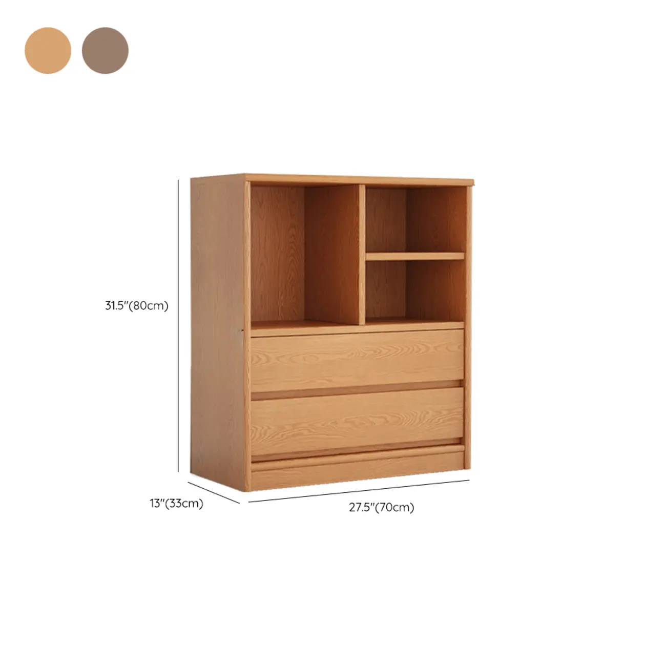 Living Room Cherry Wood Horizontal Open Bookcase #size