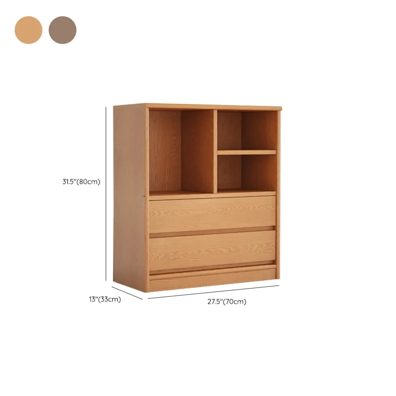 Living Room Cherry Wood Horizontal Open Bookcase #size