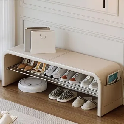 Multi-Purpose Stylish Solid Color Metal Upholstered Indoor Bench Image - 11