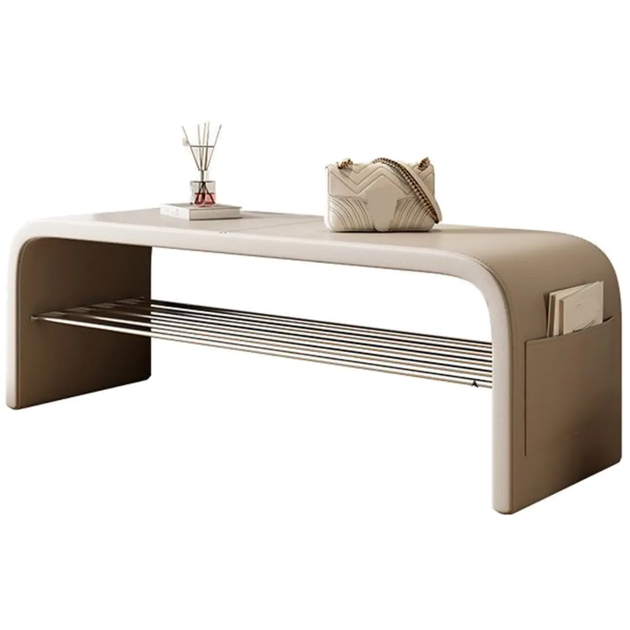 Multi-Purpose Stylish Solid Color Metal Upholstered Indoor Bench Image - 20 | homeyfad