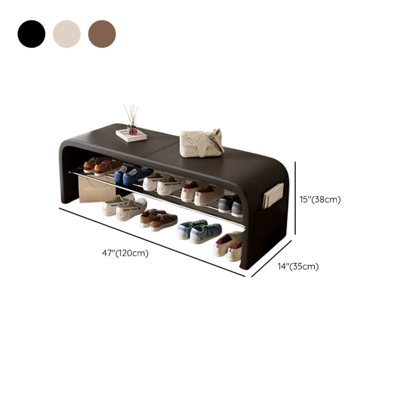 Multi-Purpose Stylish Solid Color Metal Upholstered Indoor Bench Image - 25 | homeyfad