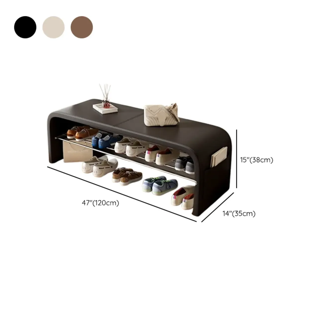 Multi-Purpose Stylish Solid Color Metal Upholstered Indoor Bench Image - 25