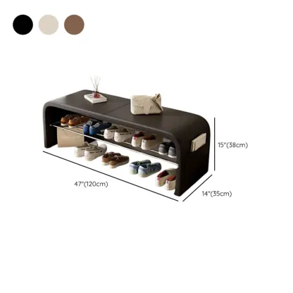 Multi-Purpose Stylish Solid Color Metal Upholstered Indoor Bench Image - 25