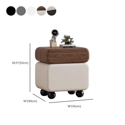 Sleek Black & White Two Drawers Bedside Nightstand Image - 11