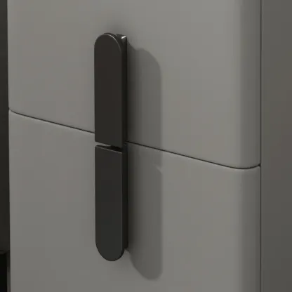 Trendy Gray Bedside 2-Drawer Nightstand with Stone Top Image - 4