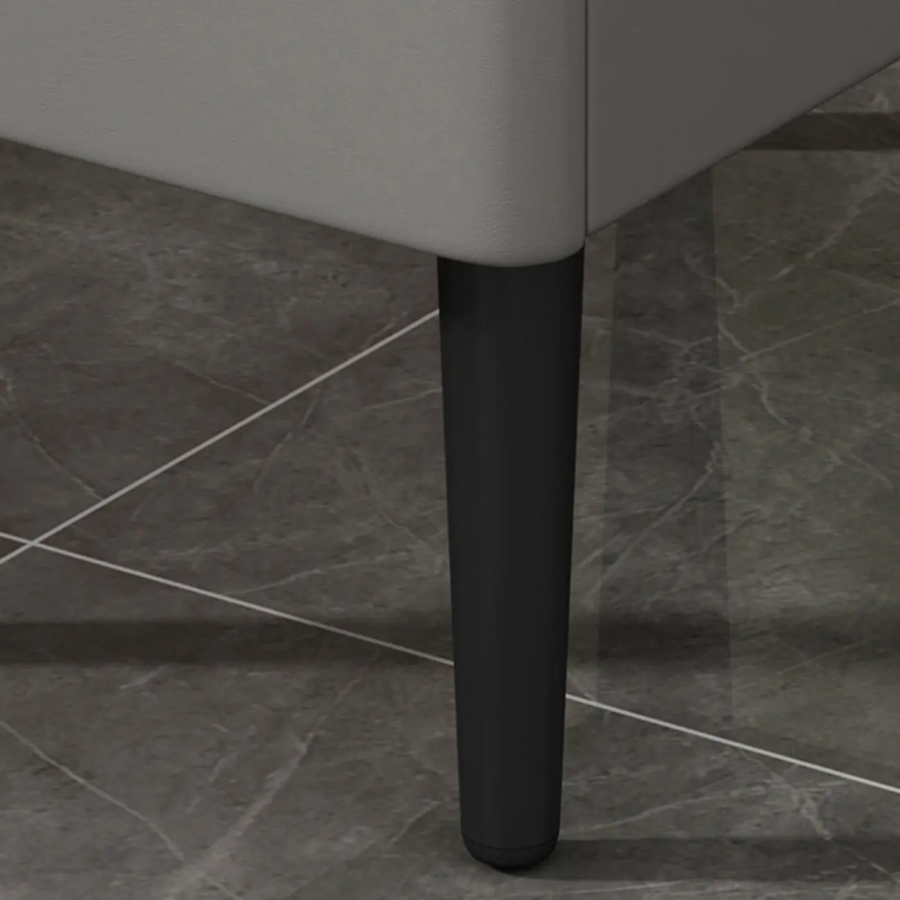 Trendy Gray Bedside 2-Drawer Nightstand with Stone Top Image - 8 | homeyfad