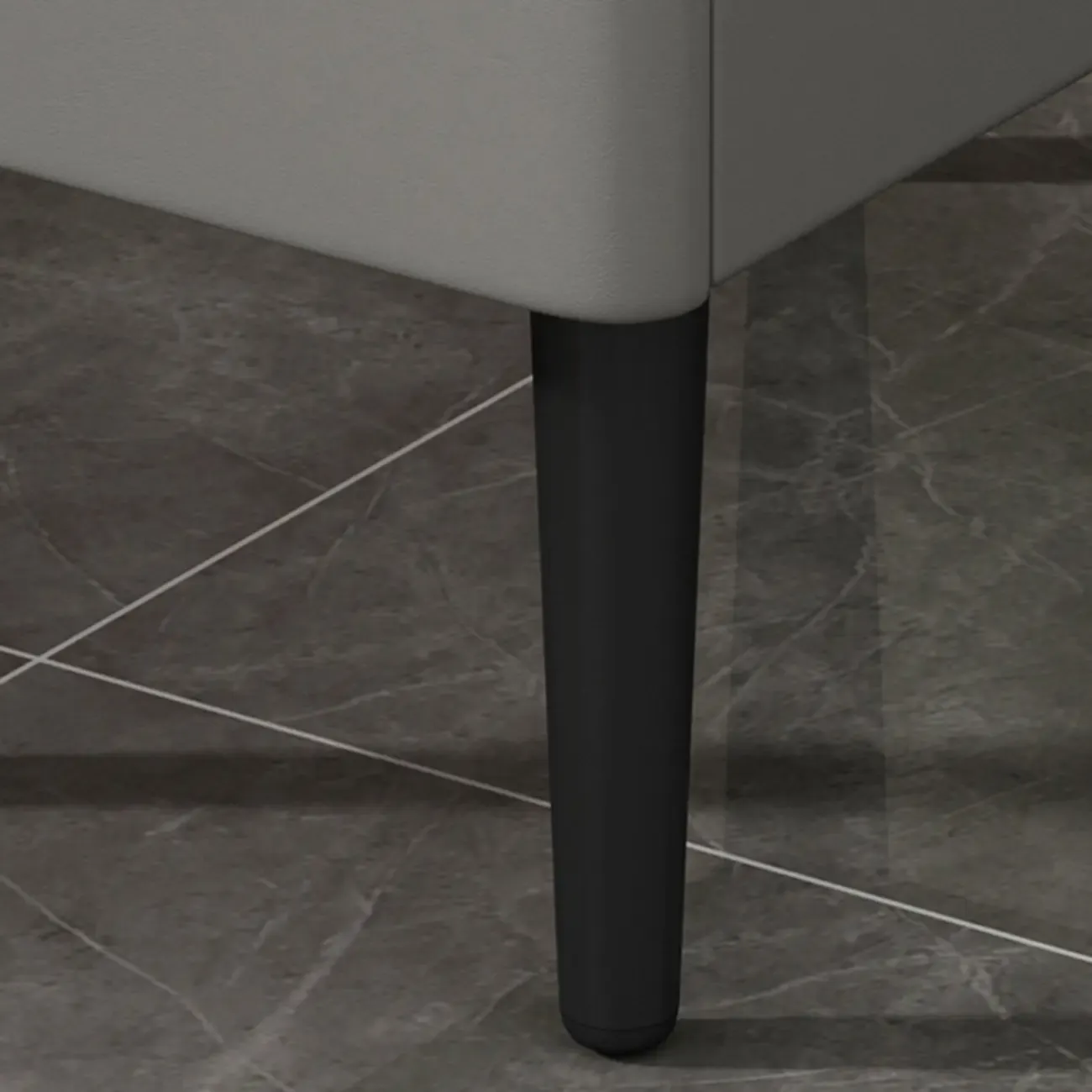 Trendy Gray Bedside 2-Drawer Nightstand with Stone Top Image - 8