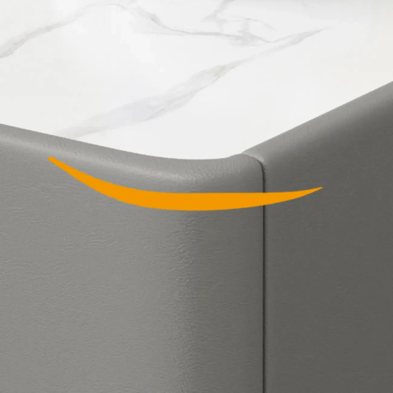 Trendy Gray Bedside 2-Drawer Nightstand with Stone Top Image - 10