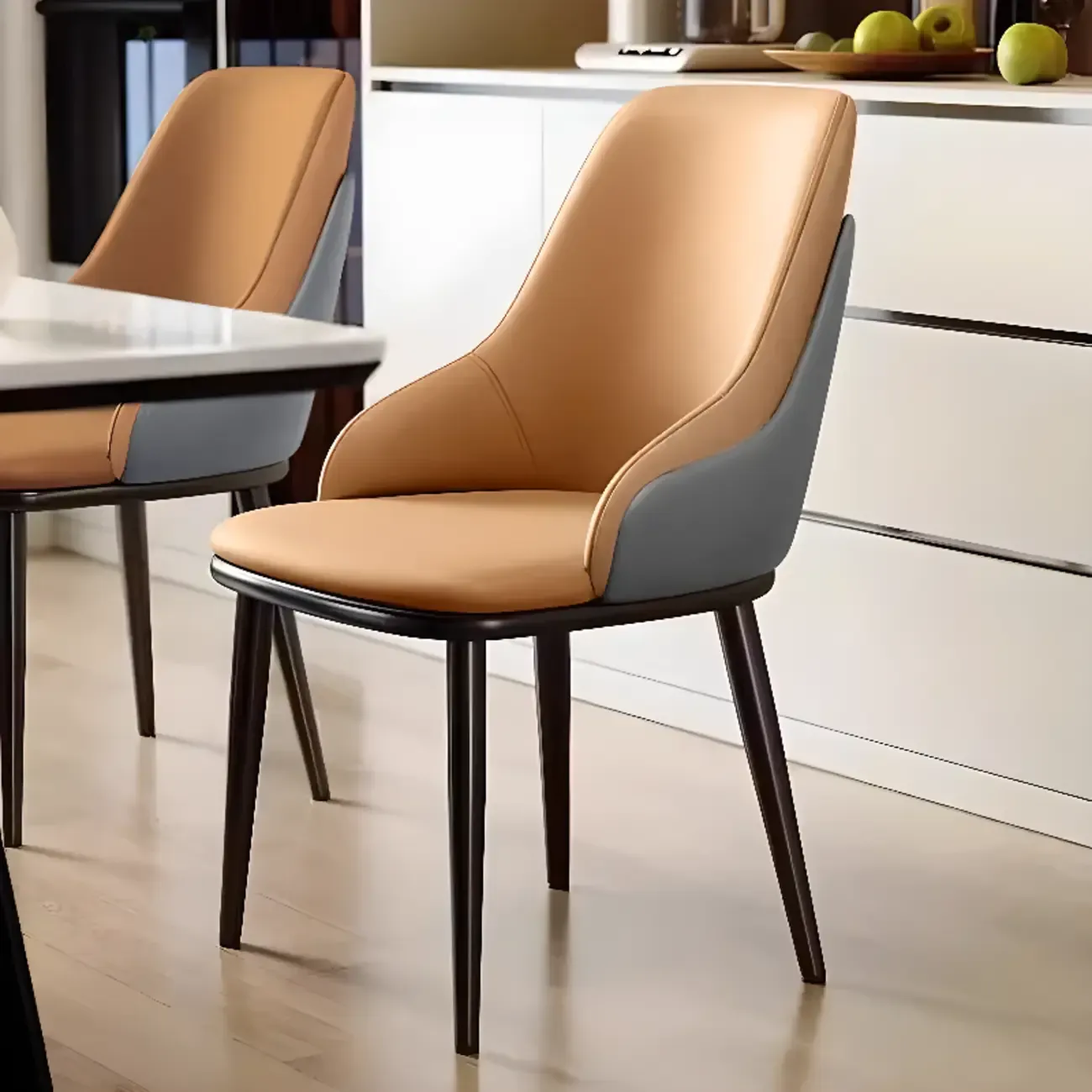 Modern Faux Leather Upholstered Dining Chair for Restaurants Image - 1