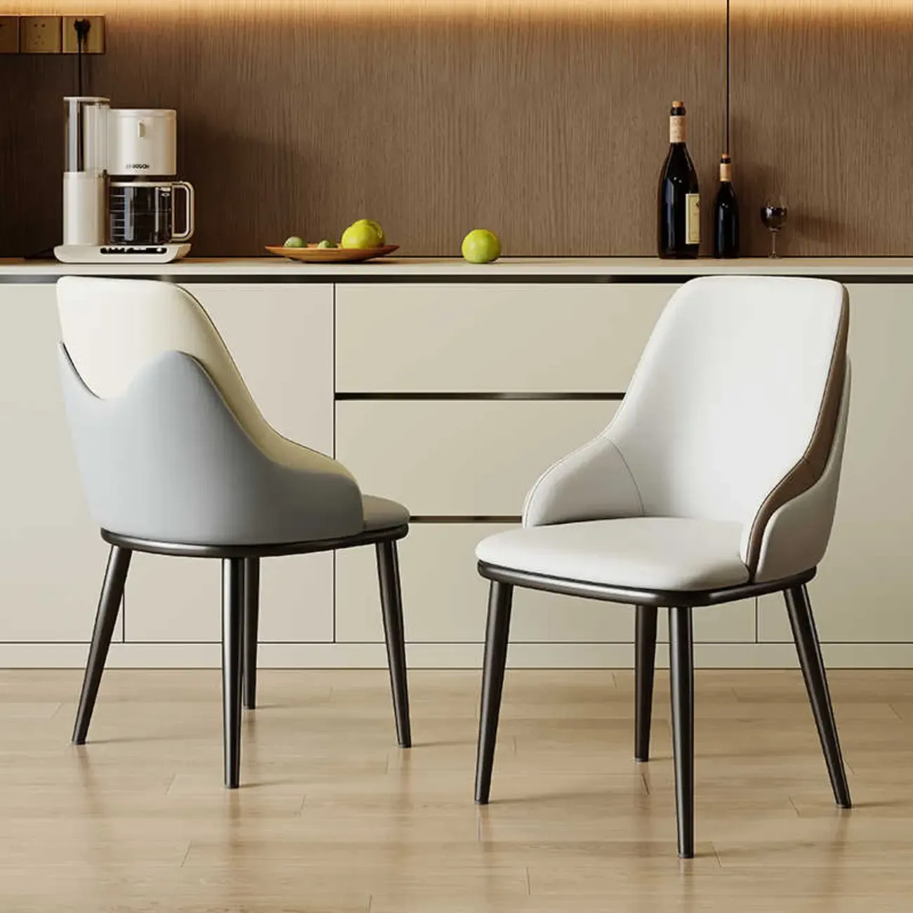 Modern Faux Leather Upholstered Dining Chair for Restaurants Image - 3