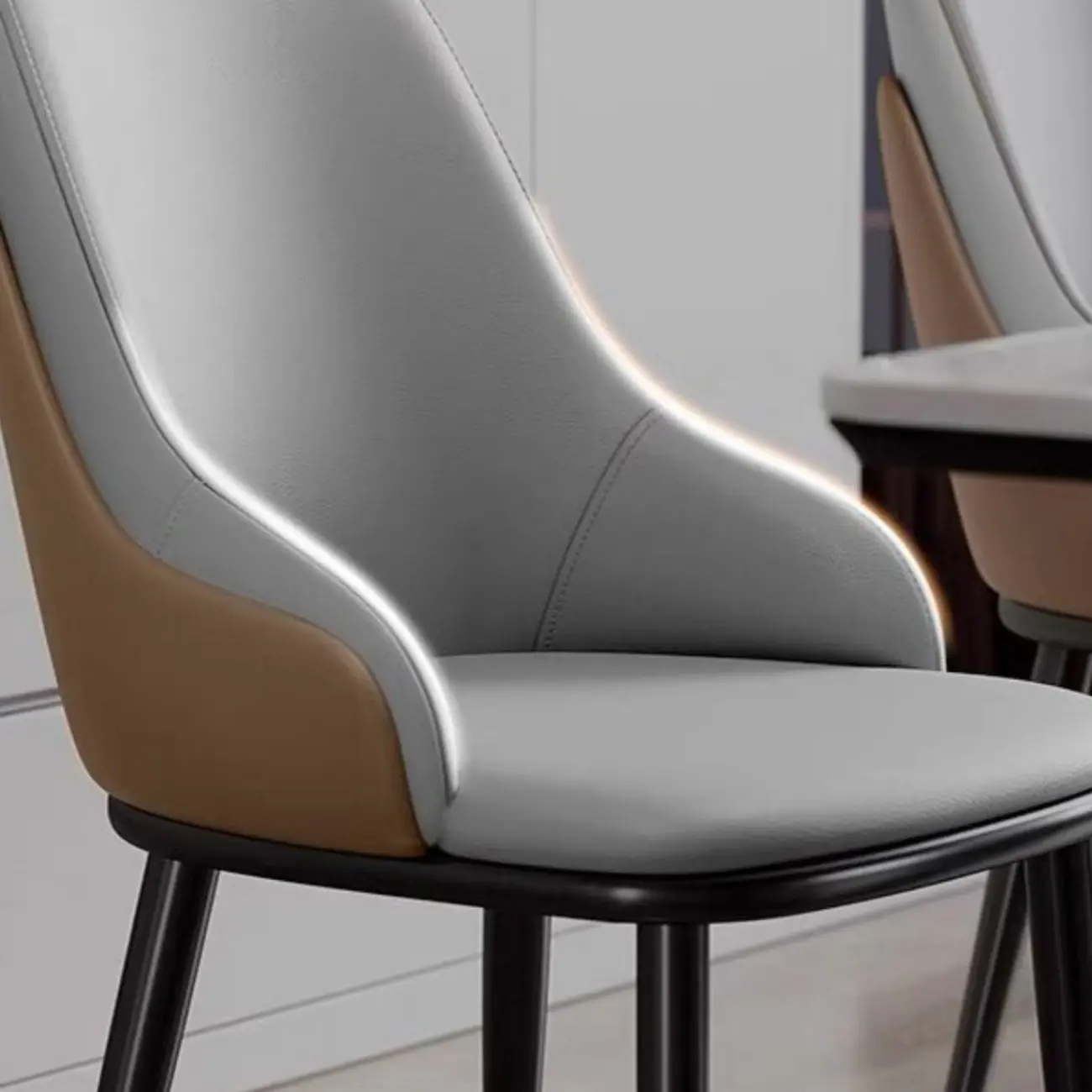 Modern Faux Leather Upholstered Dining Chair for Restaurants Image - 7 | homeyfad