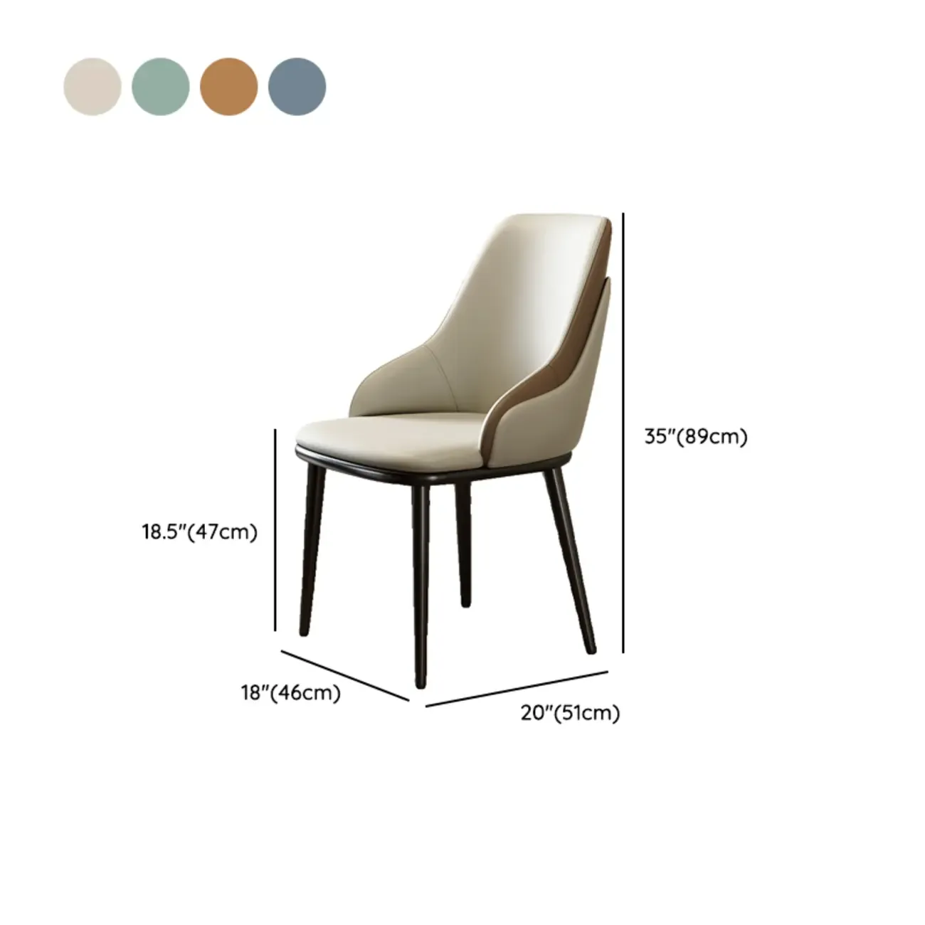 Modern Faux Leather Upholstered Dining Chair for Restaurants #size