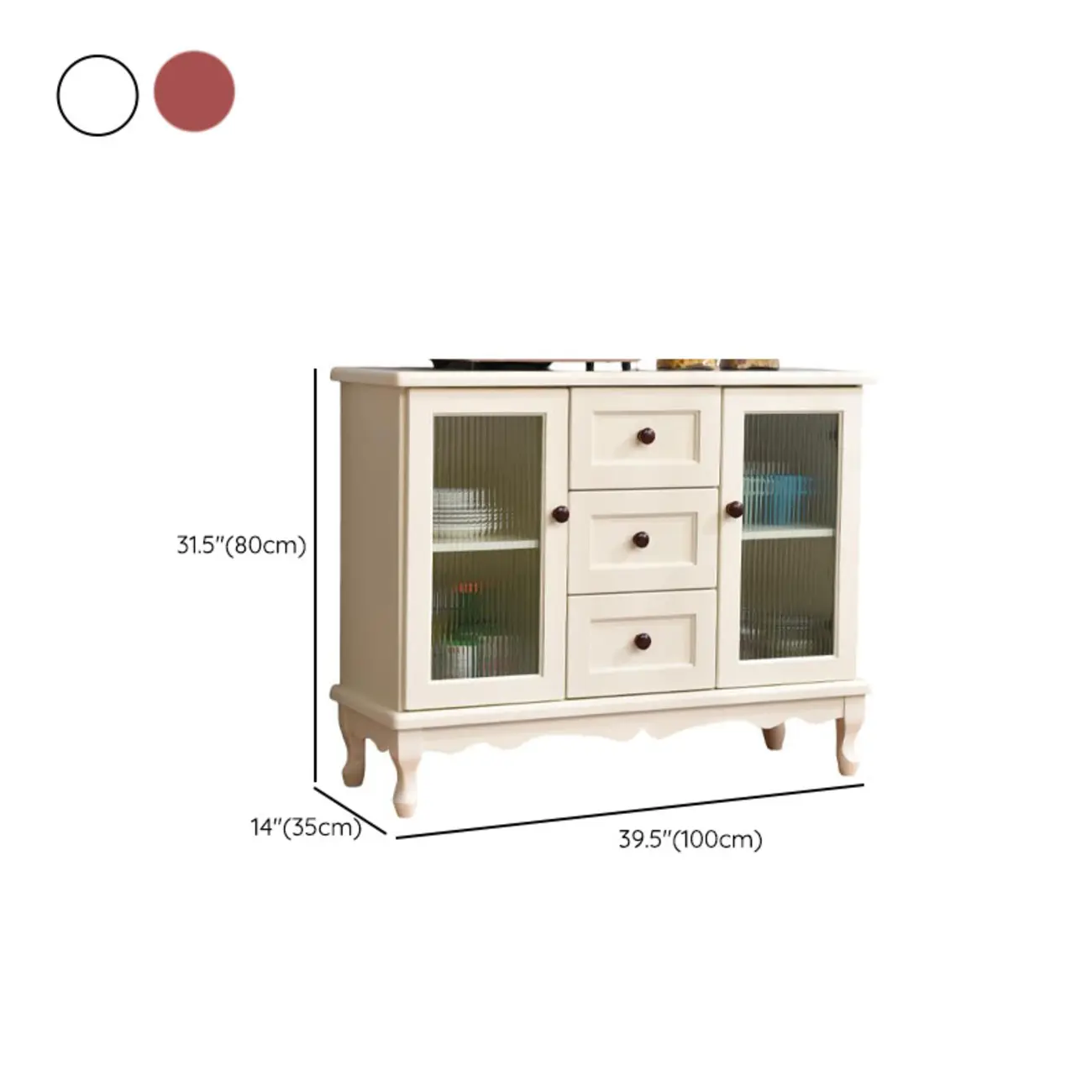 Vintage White Wood Sideboard with Glass Doors Image - 17 | homeyfad