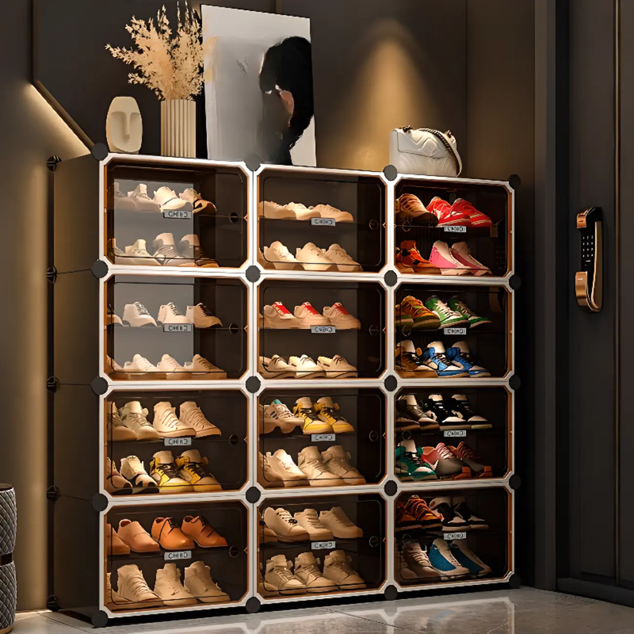 Transparent Modern Modular Plastic Gray Shoe Storage Boxes Image - 1 | homeyfad