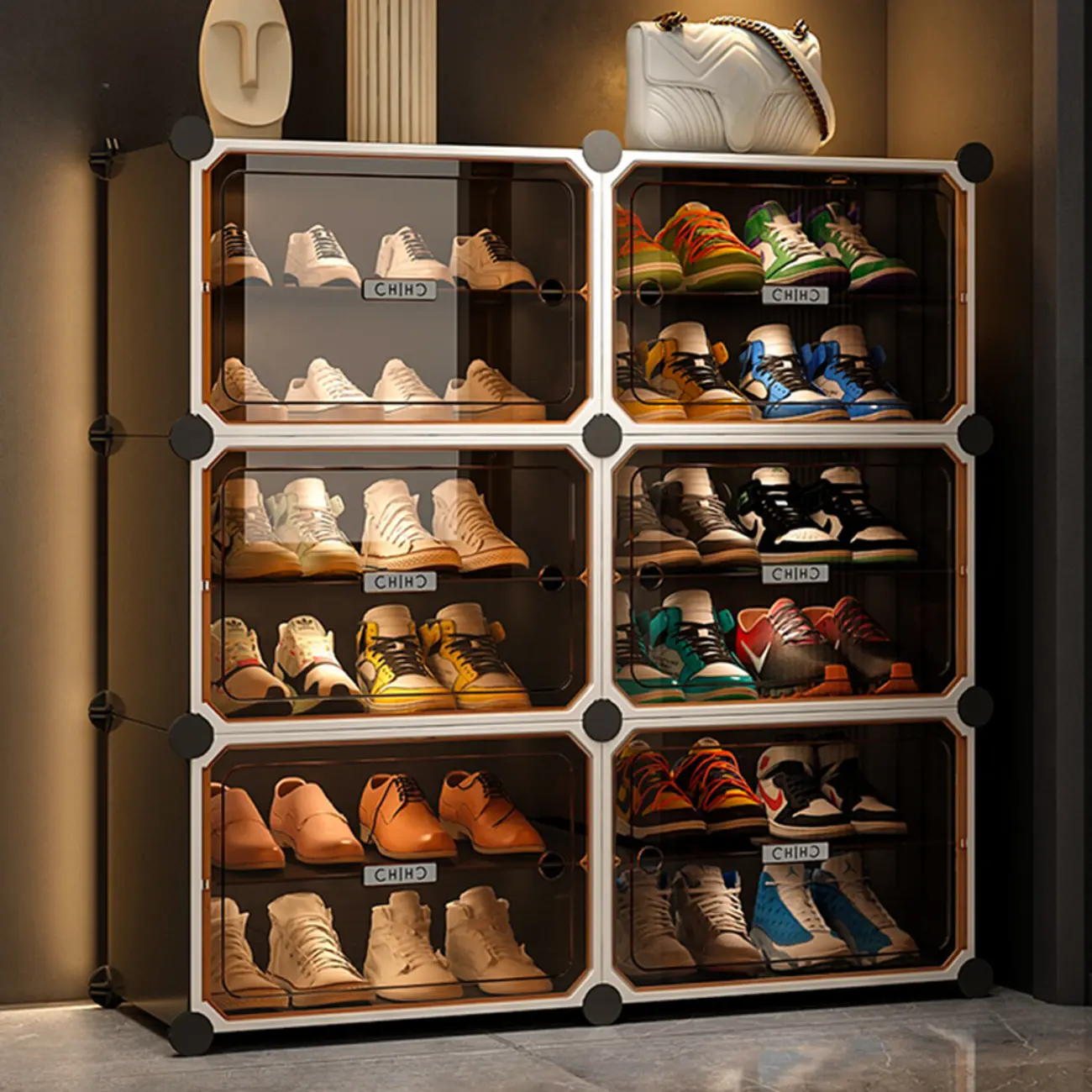 Transparent Modern Modular Plastic Gray Shoe Storage Boxes Image - 2 | homeyfad