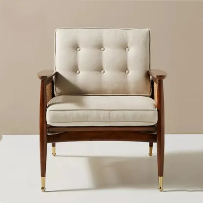 Glam Flannel High Back White Arm Accent Chair Image - 4