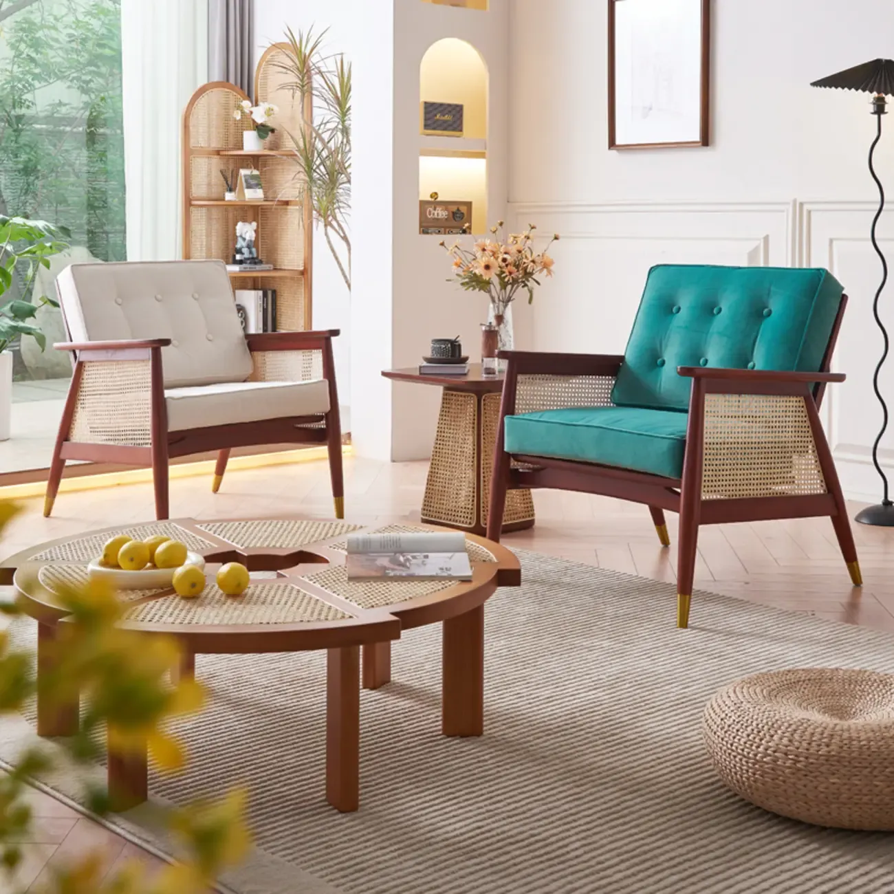 Glam Flannel High Back White Arm Accent Chair Image - 5