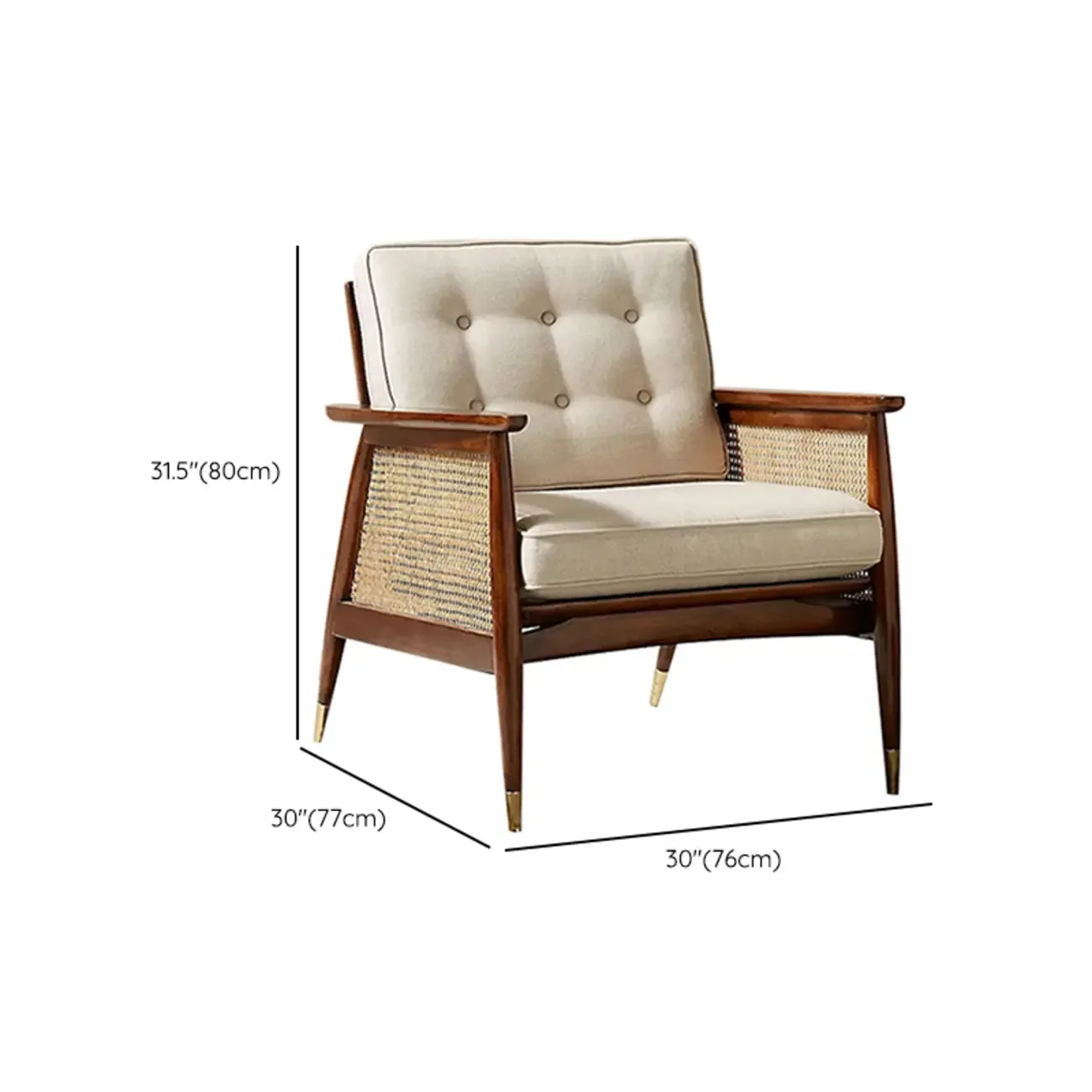 Glam Flannel High Back White Arm Accent Chair #size