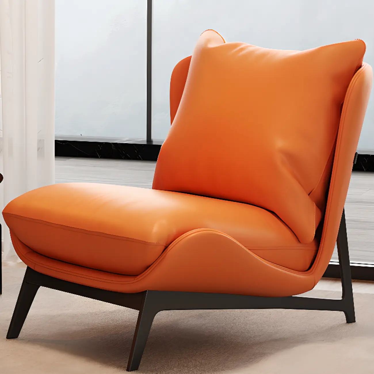 Modern Cat-Resistant Leather Accent Chair with Ottoman Image - 14 | homeyfad