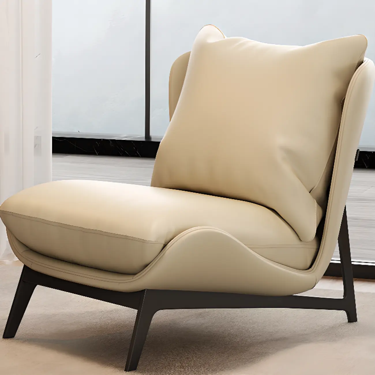 Modern Cat-Resistant Leather Accent Chair with Ottoman Image - 12 | homeyfad