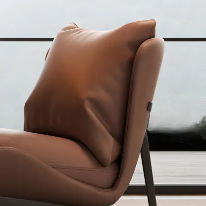 Modern Cat-Resistant Leather Accent Chair with Ottoman Image - 7