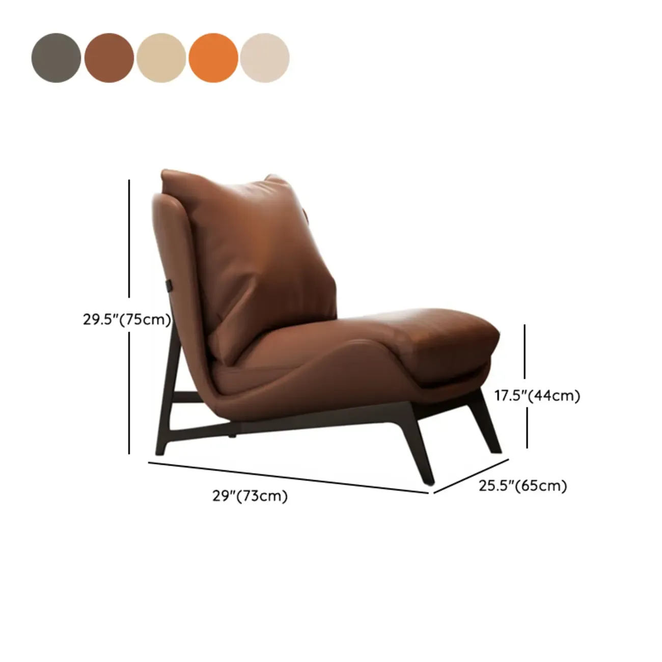 Modern Cat-Resistant Leather Accent Chair with Ottoman #size