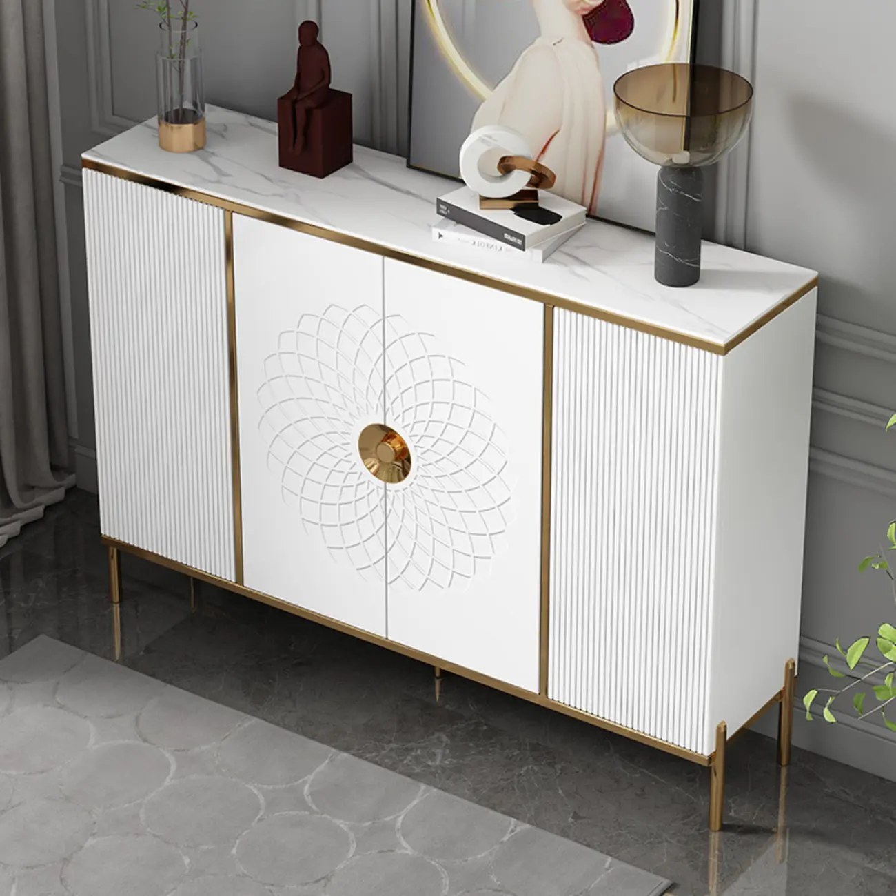 Freestanding Stylish Adjustable Shelves Shoe Storage Cabinet Image - 5 | homeyfad