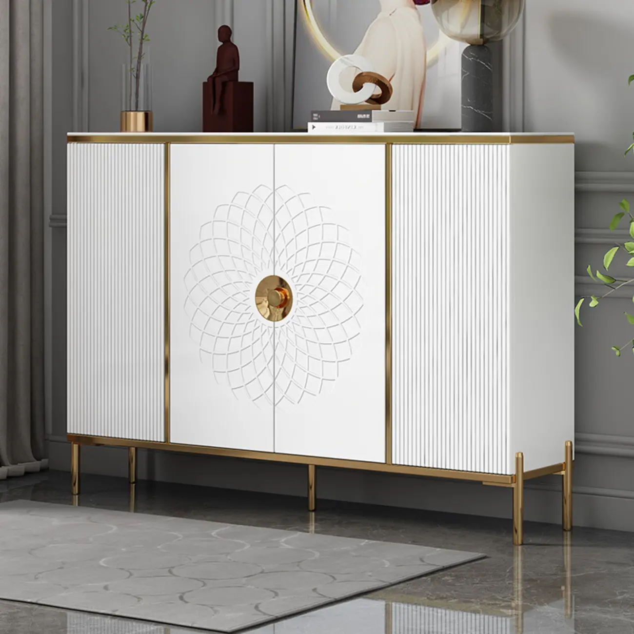 Freestanding Stylish Adjustable Shelves Shoe Storage Cabinet Image - 2 | homeyfad