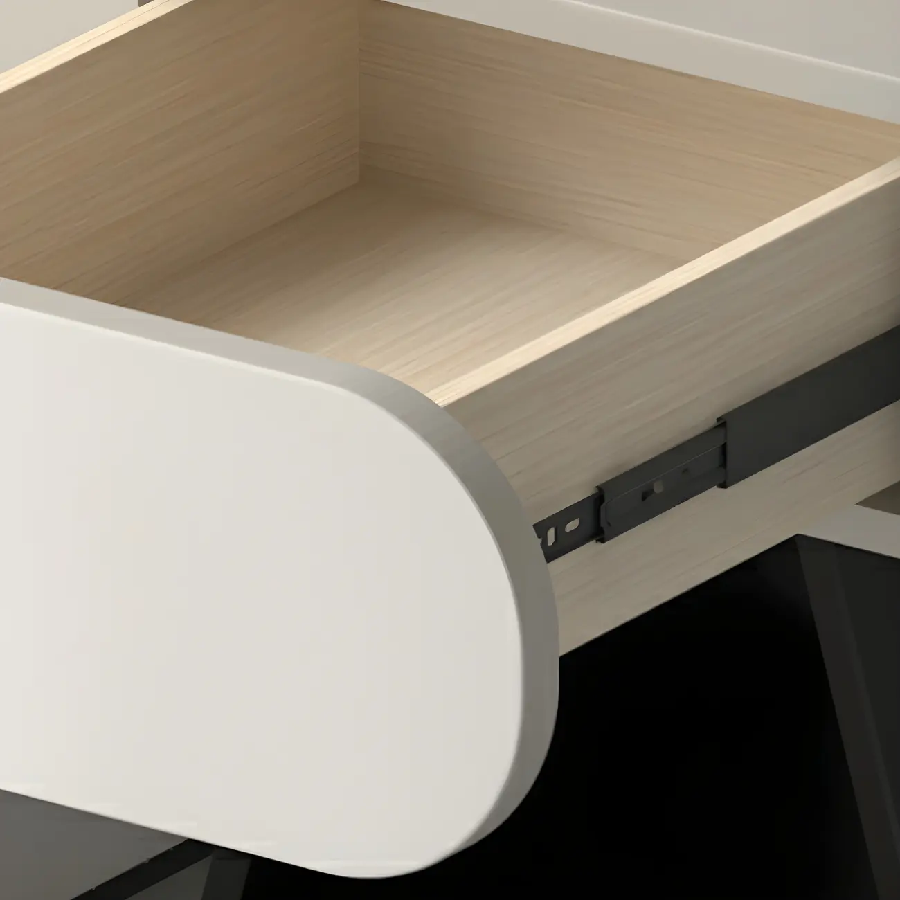 Simple Rectangular Wood Black-White 2 Drawer Nightstand Image - 13 | homeyfad