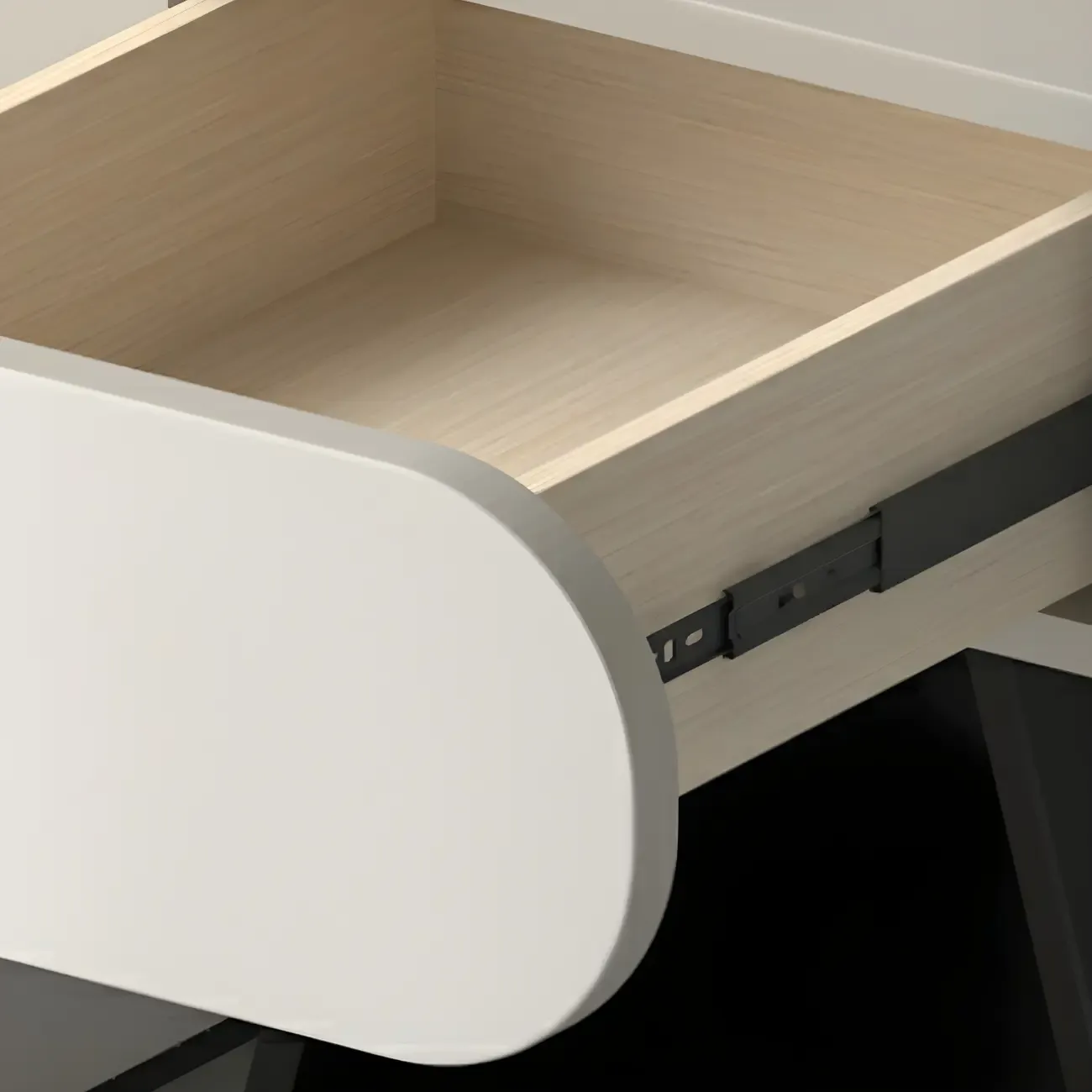 Simple Rectangular Wood Black-White 2 Drawer Nightstand Image - 13