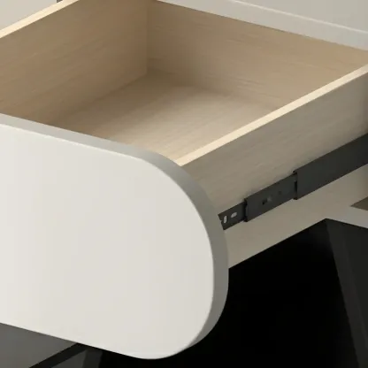 Simple Rectangular Wood Black-White 2 Drawer Nightstand Image - 13