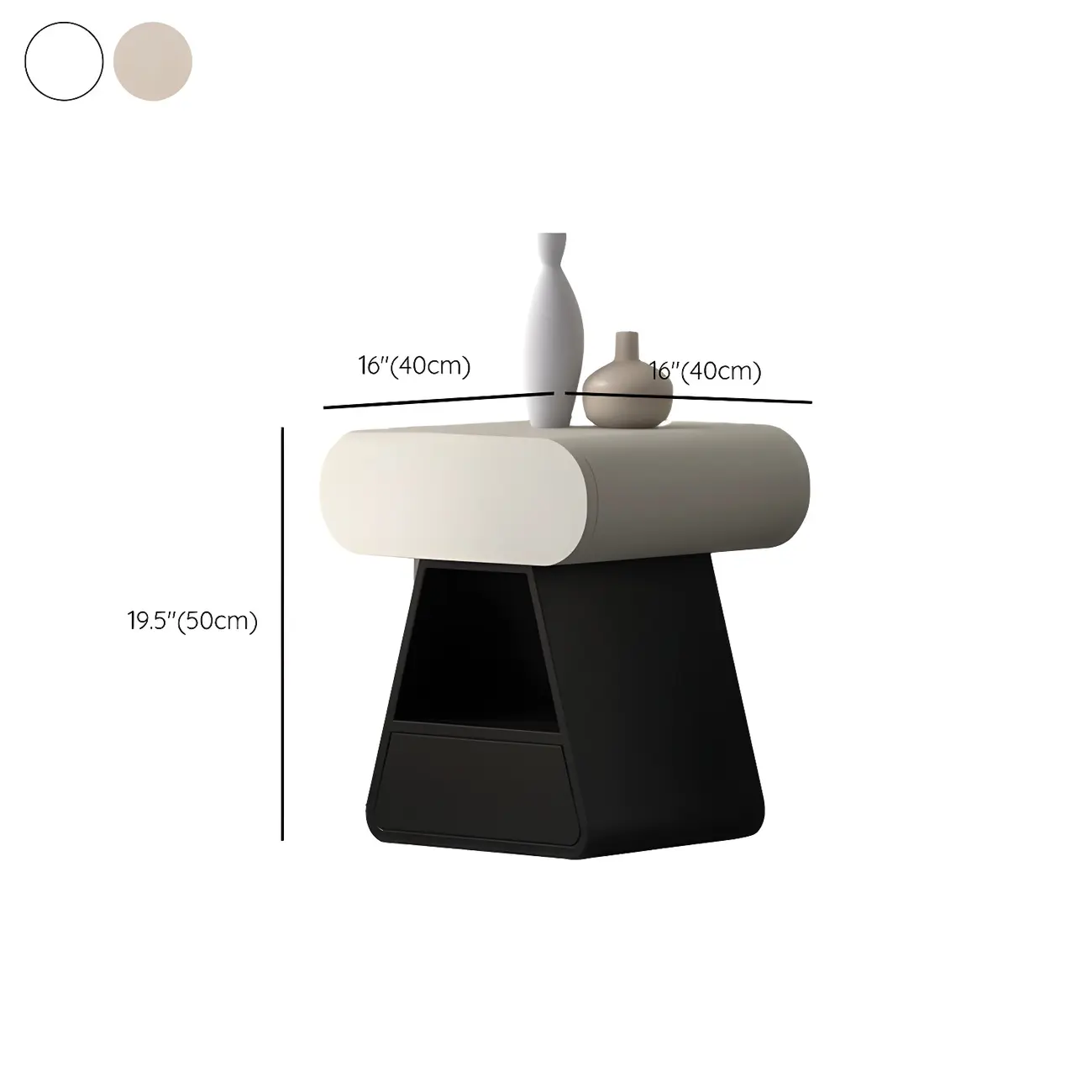 Simple Rectangular Wood Black-White 2 Drawer Nightstand #size | homeyfad