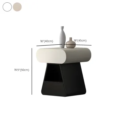 Simple Rectangular Wood Black-White 2 Drawer Nightstand Image - 19