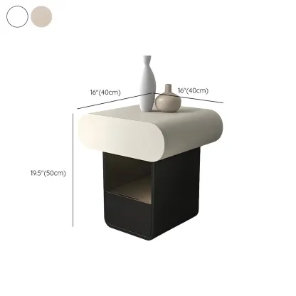 Simple Rectangular Wood Black-White 2 Drawer Nightstand Image - 21