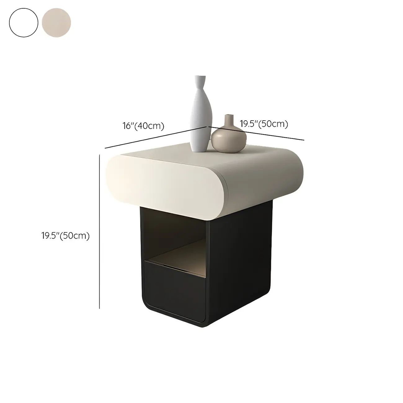 Simple Rectangular Wood Black-White 2 Drawer Nightstand Image - 23 | homeyfad