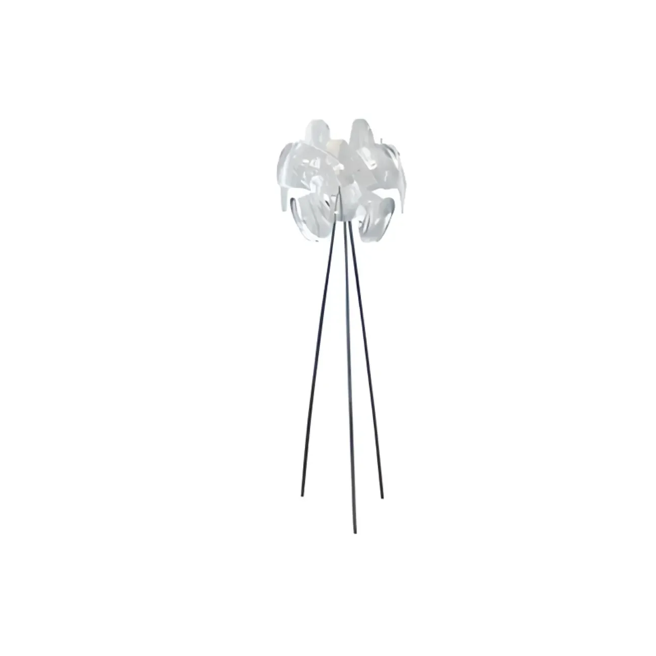Modern Clear Acrylic Chrome Tripod Floor Lamp Image - 11