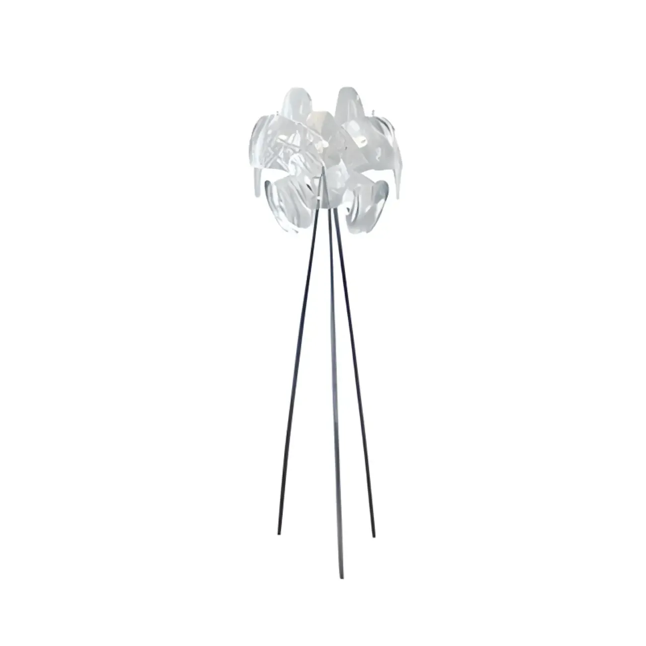 Modern Clear Acrylic Chrome Tripod Floor Lamp Image - 12