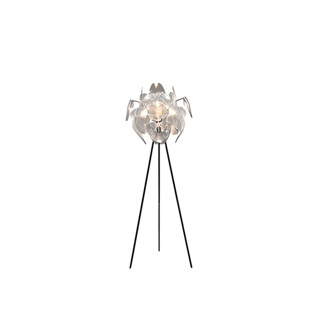 Modern Clear Acrylic Chrome Tripod Floor Lamp Image - 13 | homeyfad