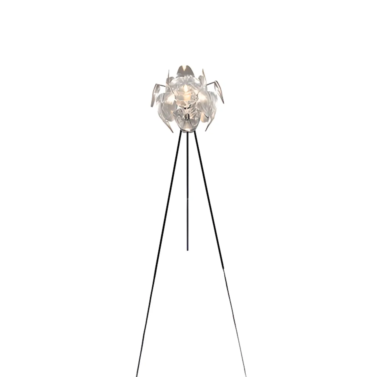 Modern Clear Acrylic Chrome Tripod Floor Lamp Image - 14 | homeyfad